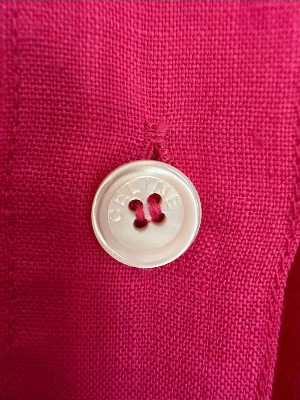 Celine Hot Pink Long-Sleeve Button-Front Shirt Dress - Picture 4 of 8